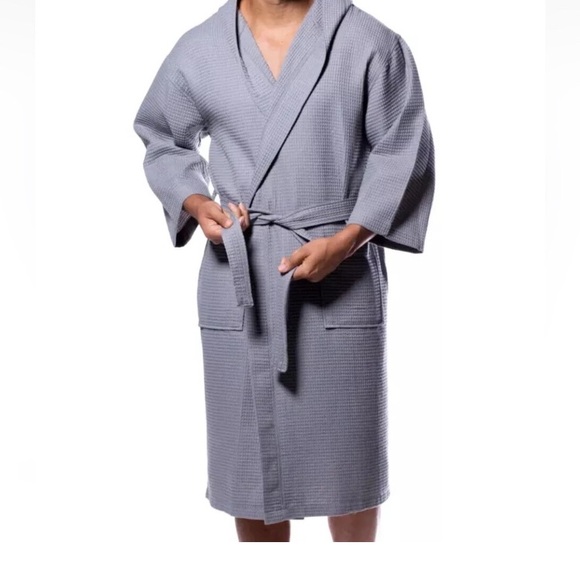 🎄GAP Mens Hooded Waffle-Knit Robe Heather Grey XL Retail $89.95 - Picture 1 of 6